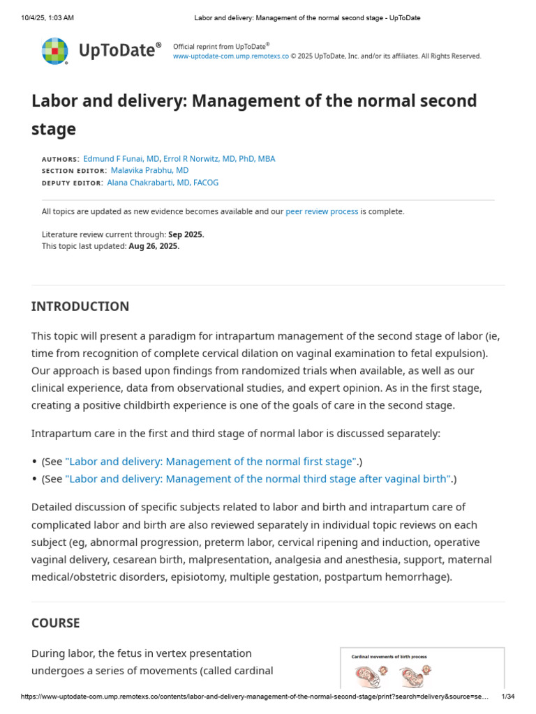 Second Stage Labor Management Guide | PDF | Childbirth | Pelvis