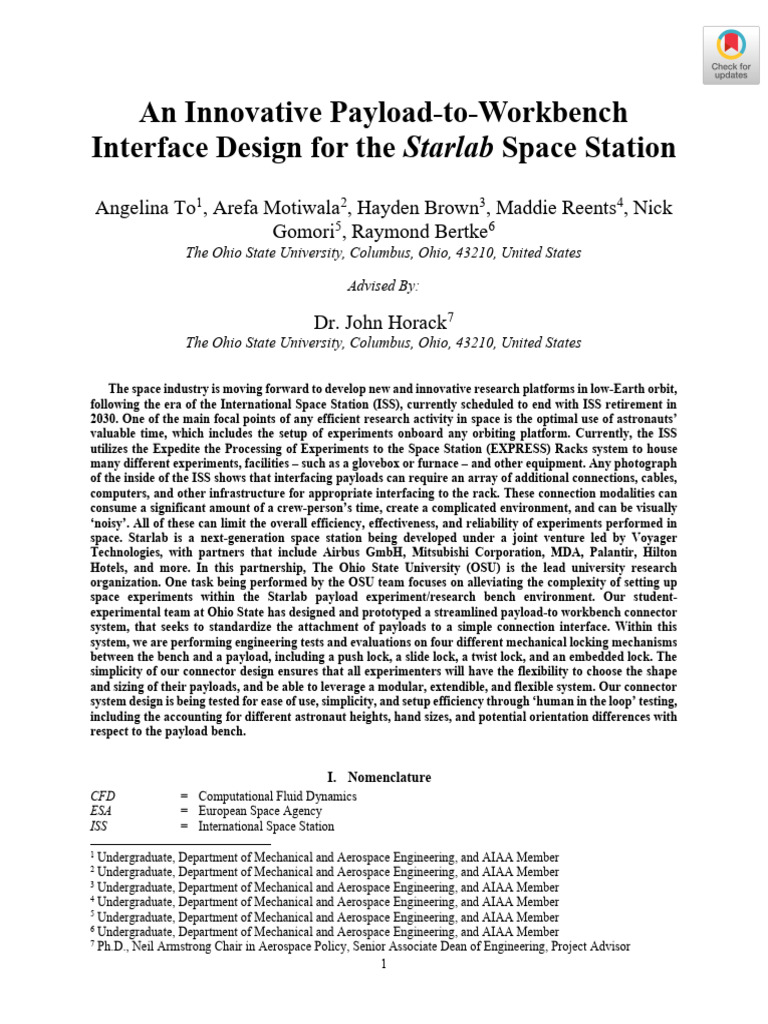 Starlab Payload Connector Design | PDF | International Space Station ...