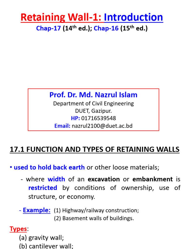 Types and Design of Retaining Walls | PDF | Applied And ...