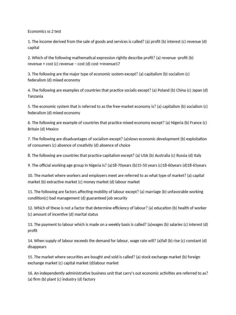 Economics Ss 2-WPS Office | PDF | Labour Economics | Marginal Cost