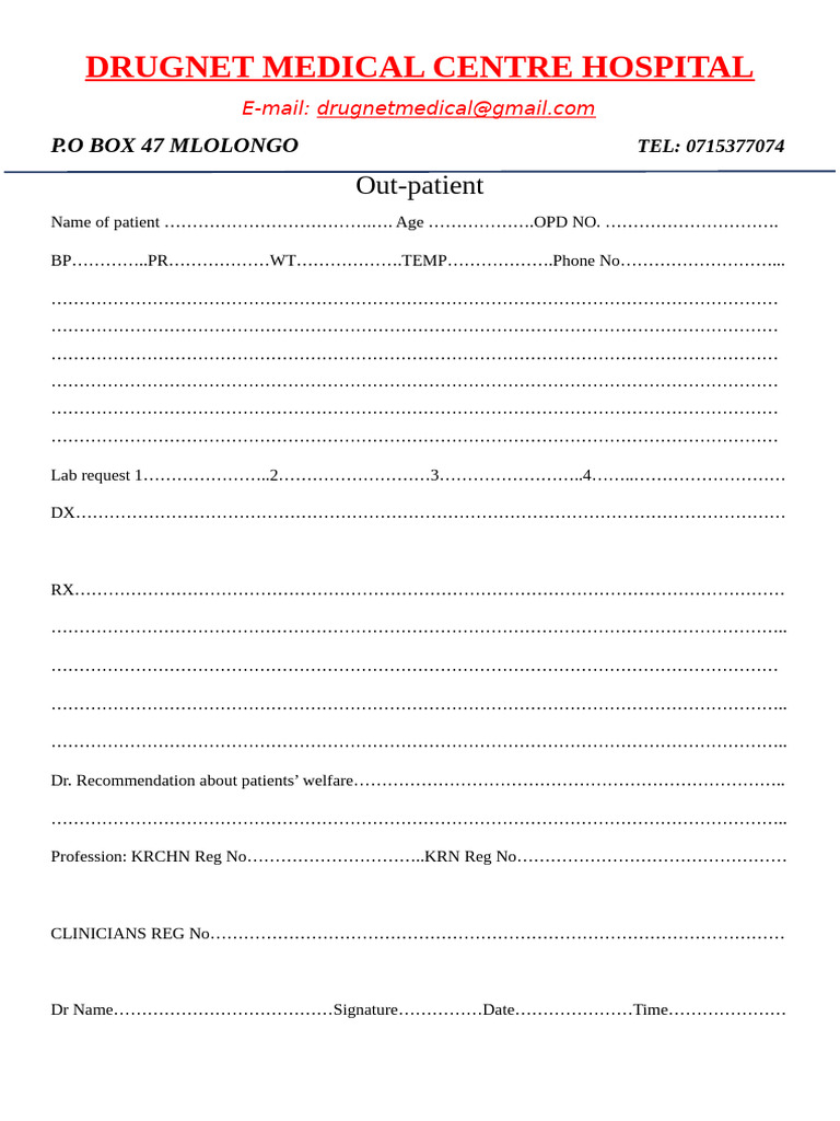 Out Patient | PDF