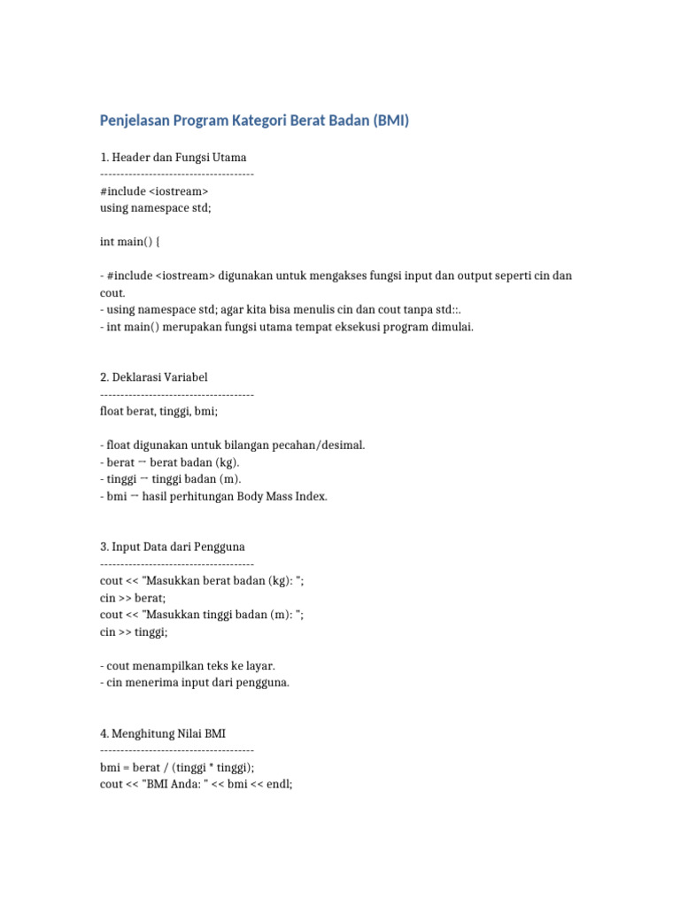 Penjelasan Program BMI | PDF