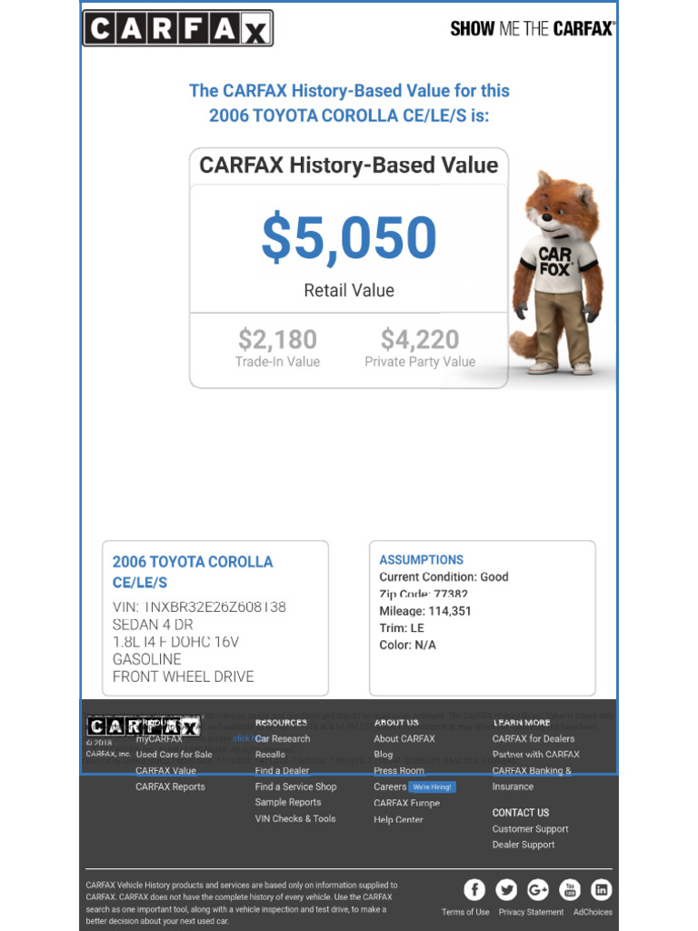 Corolla Carfax | PDF