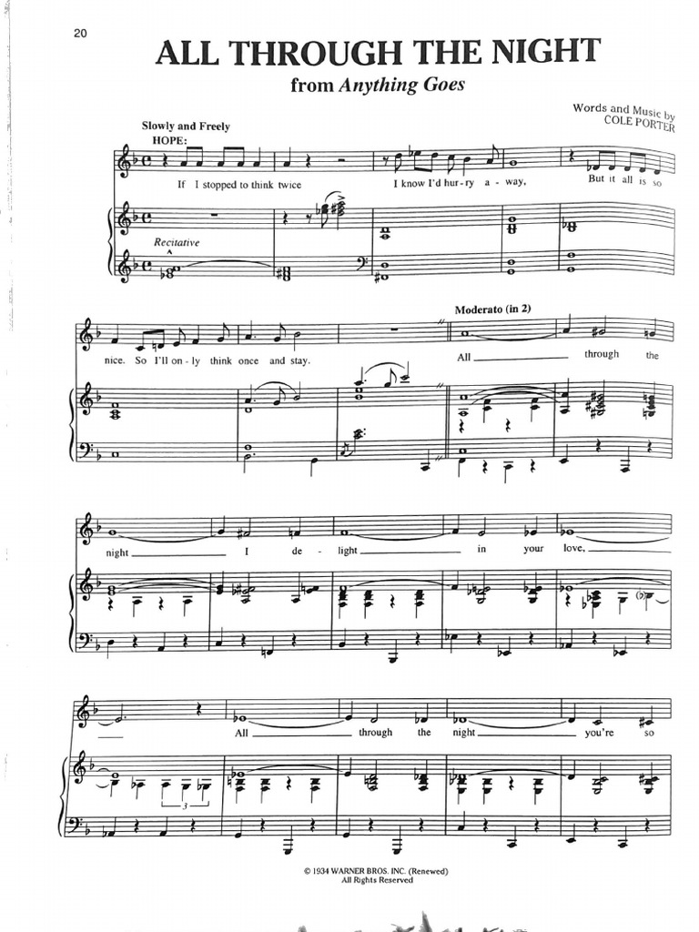 All Through The Night - Anything Goes | PDF
