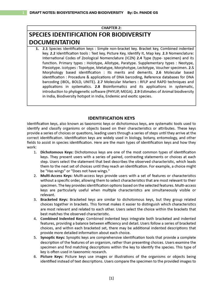 Species Identification for Biodiversity | PDF | Species | Taxonomy ...