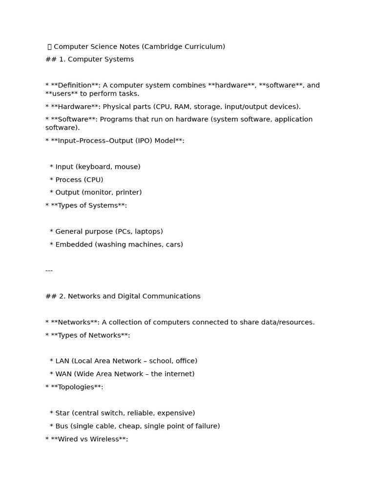 Cambridge Computer Science Notes | PDF | Computer Network | Control Flow