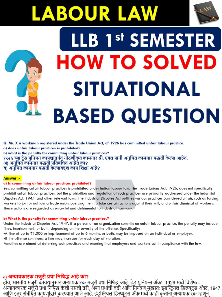 Labour Law Situational Based Question & Answer LLB 1st Semester | PDF
