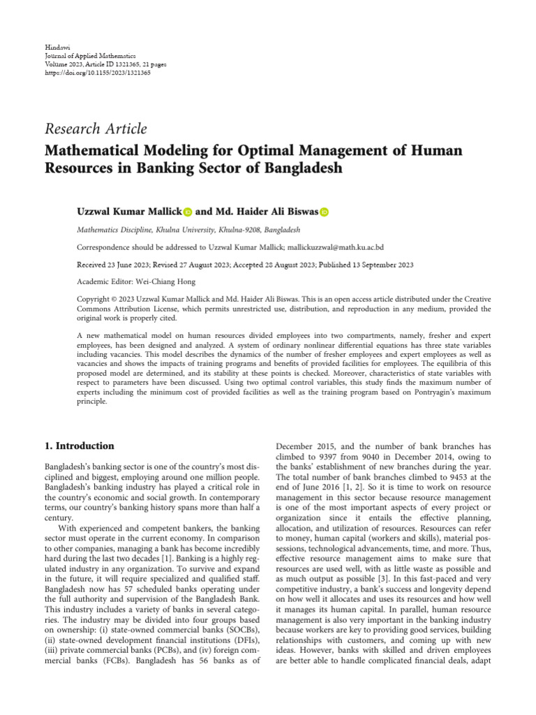 Mathematical Modeling For Optimal Management of Hu | PDF | Employment ...