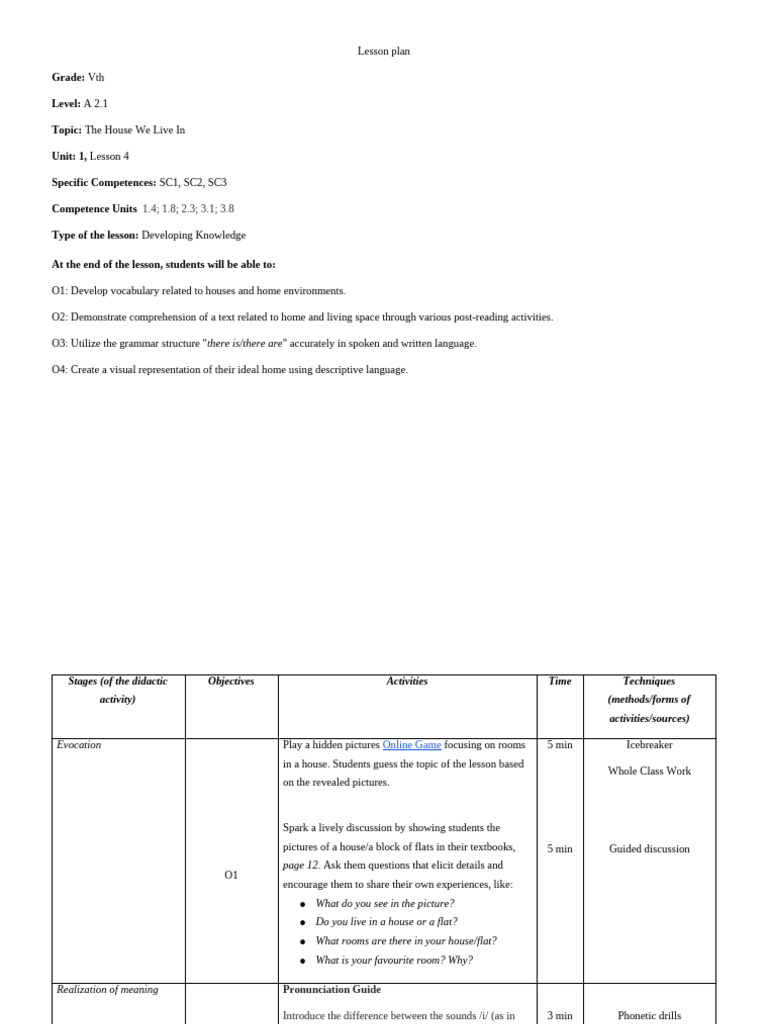 UNIT 1 - Lesson 4 - The House We Live in | PDF | Reading Comprehension ...