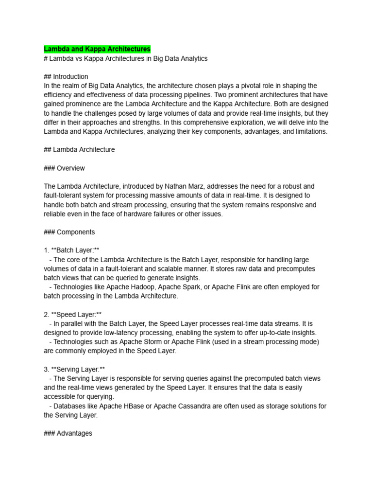 Lambda vs Kappa Architectures Explained | PDF | Metadata | Big Data