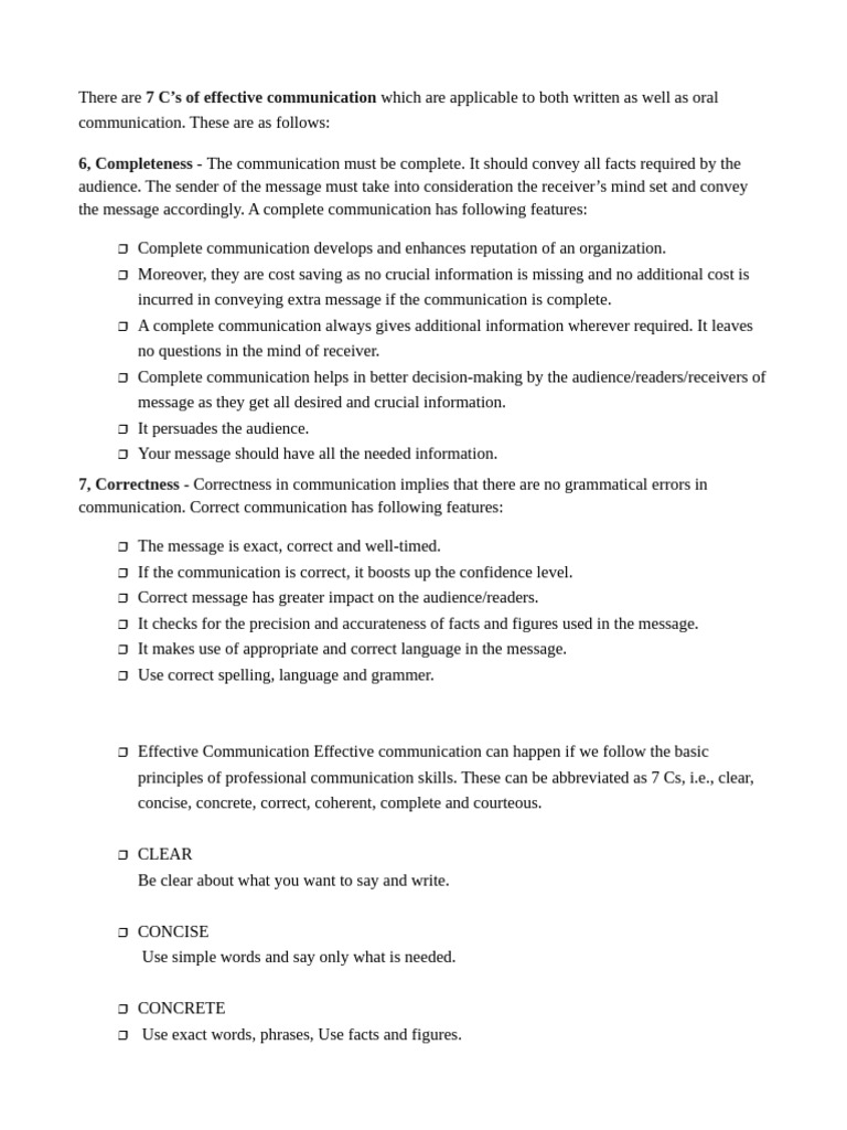 7 C's of Effective Communication | PDF