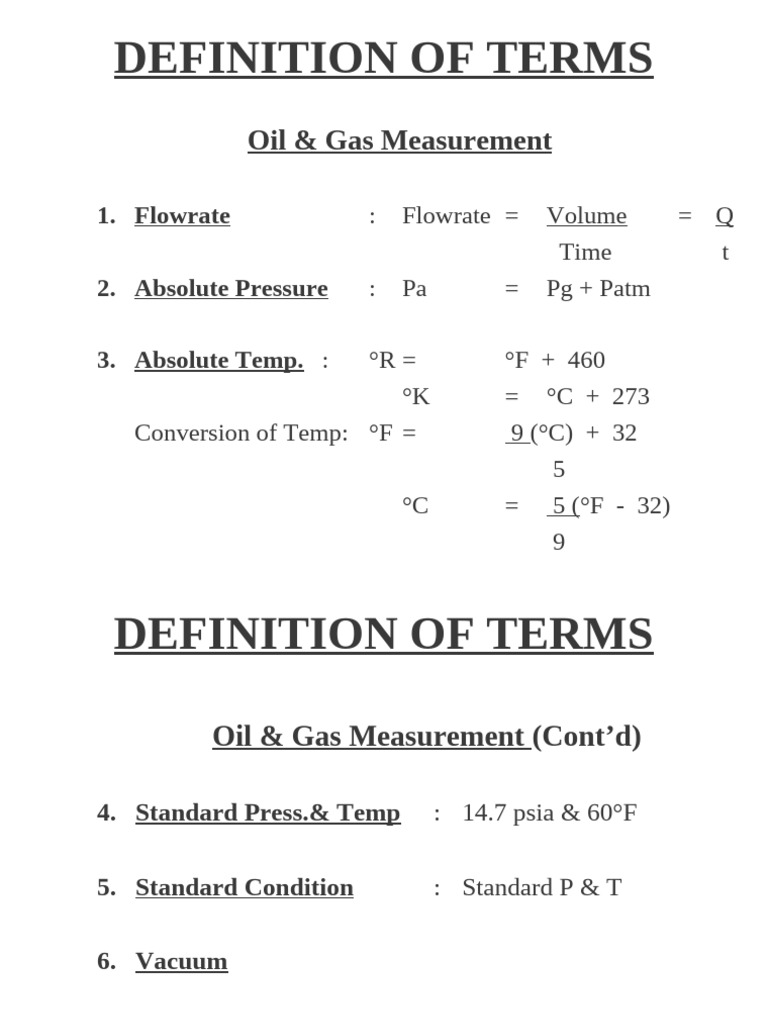 Oil & Gas Measurement Terminology Guide | PDF | Petroleum | Natural Gas