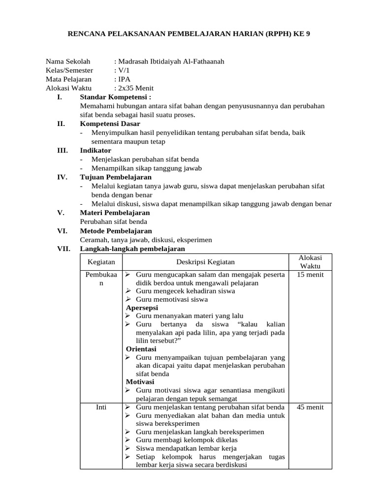 RPP Ke 9 Dan Ke 10 | PDF