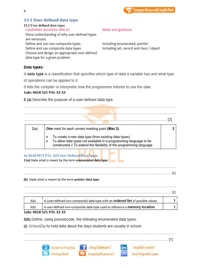 Understanding User-Defined Data Types | PDF | Data Type | Pointer ...