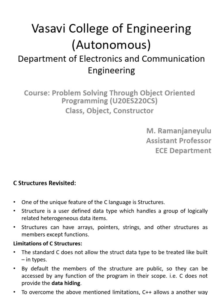 C++ Classes and Object-Oriented Concepts | PDF | Class (Computer ...