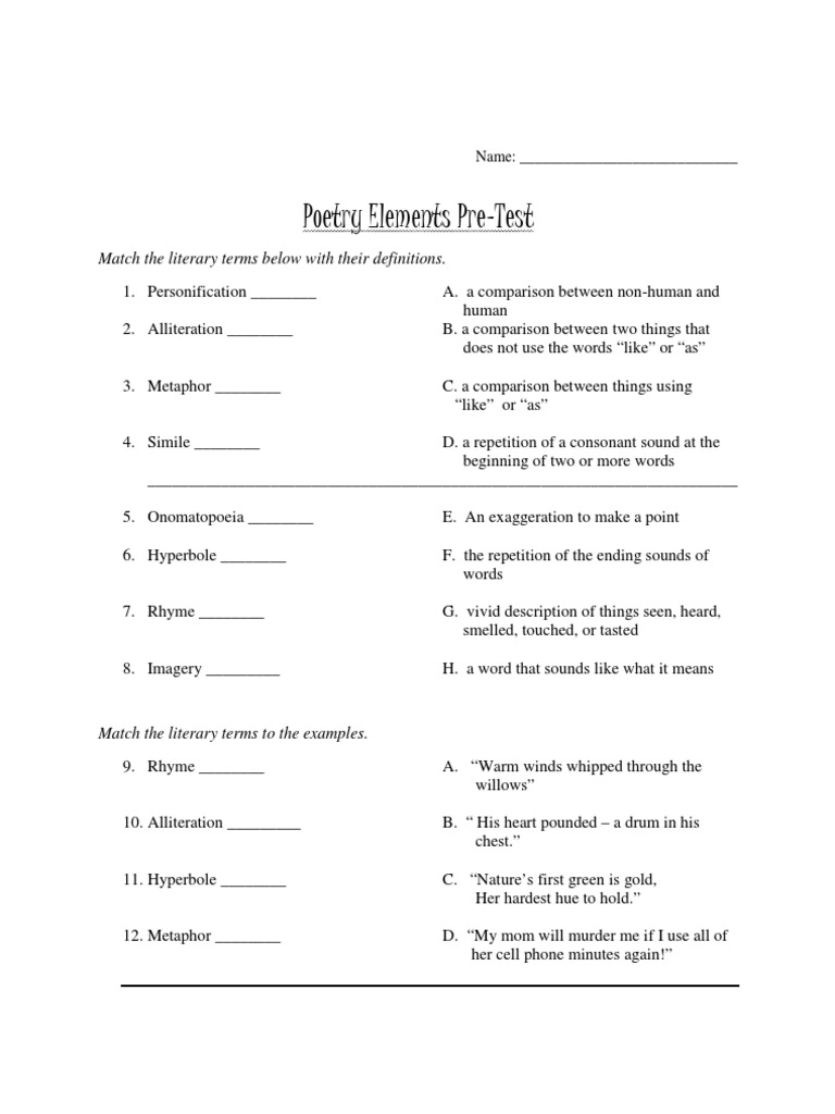 Poetry Elements Practice Test