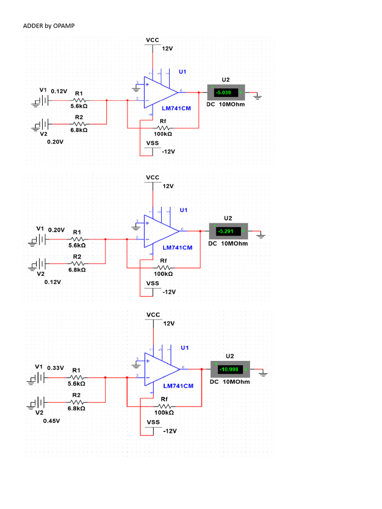 OPAMP Voltage Adder Data Analysis | PDF