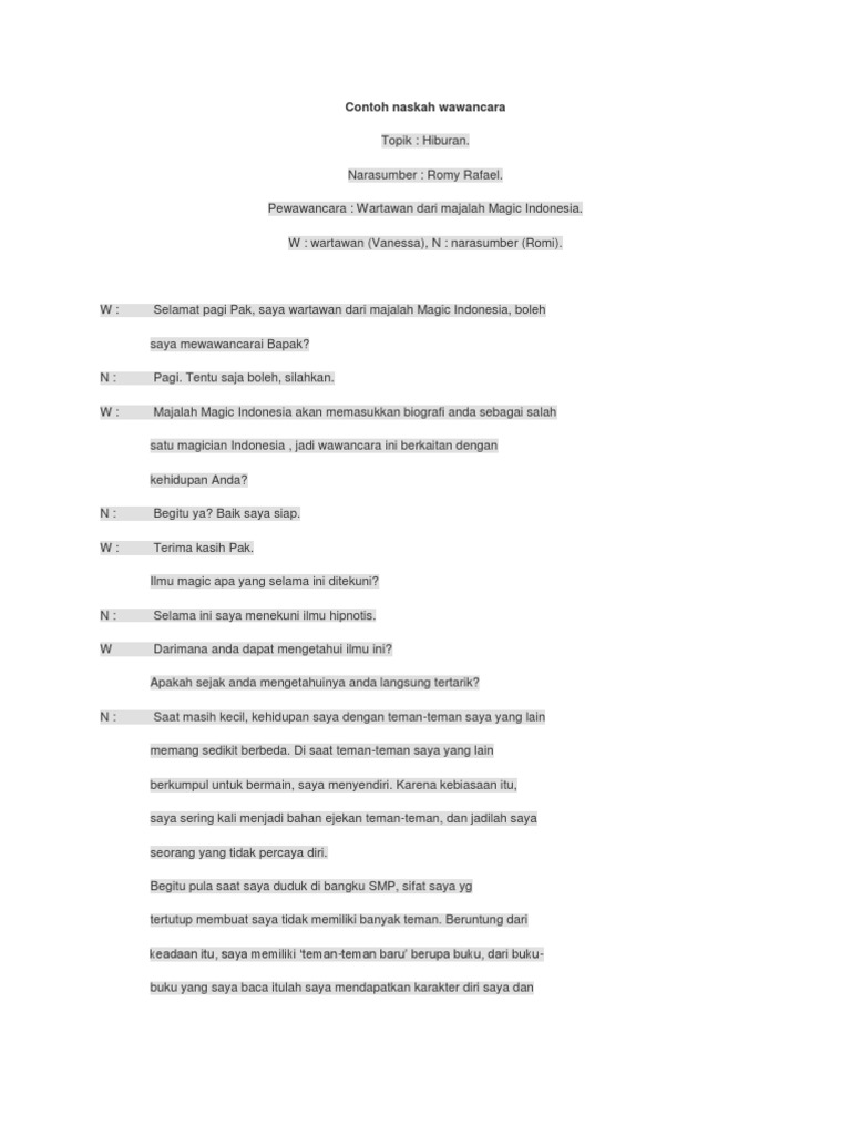 Contoh naskah wawancara
