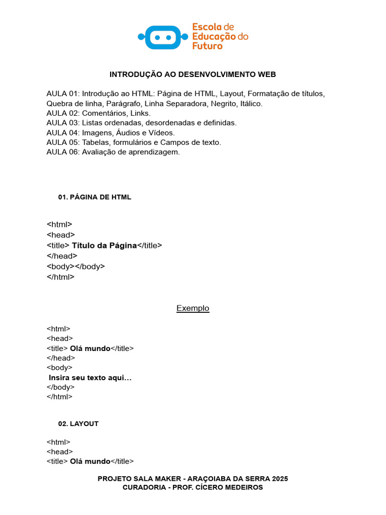 Introdução ao HTML e Desenvolvimento Web | PDF | Engenharia de Software ...