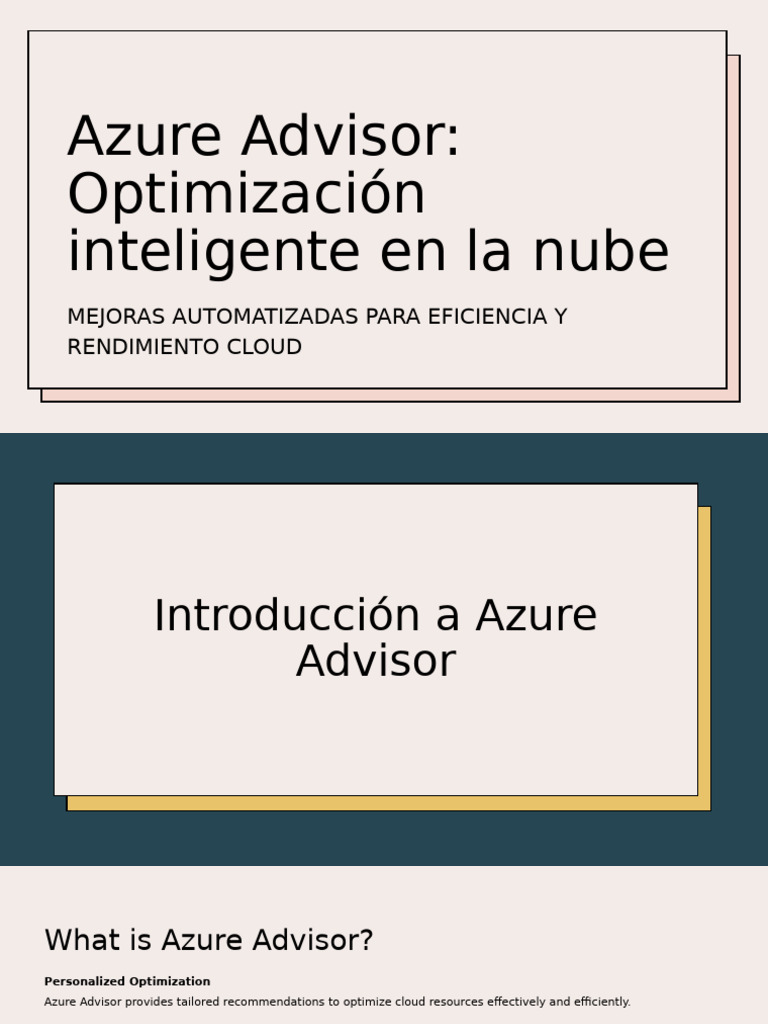 Azure Advisor: Optimización en la Nube | PDF | Microsoft Azure | Cloud ...
