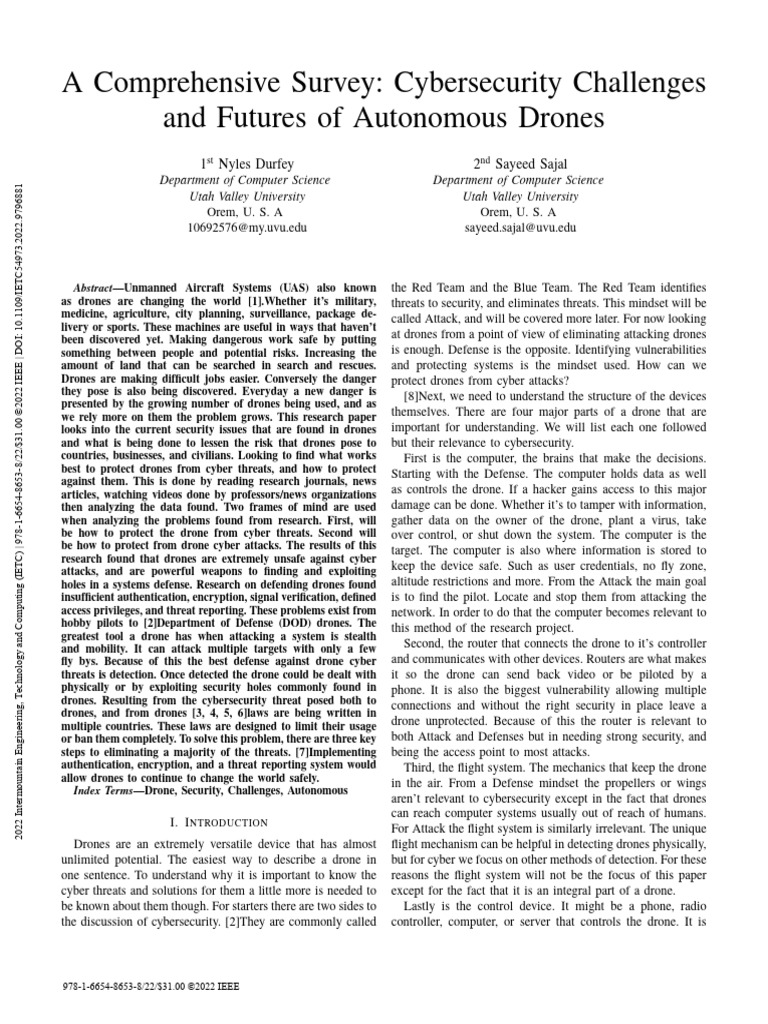 Cybersecurity Risks in Autonomous Drones | PDF | Computer Security ...
