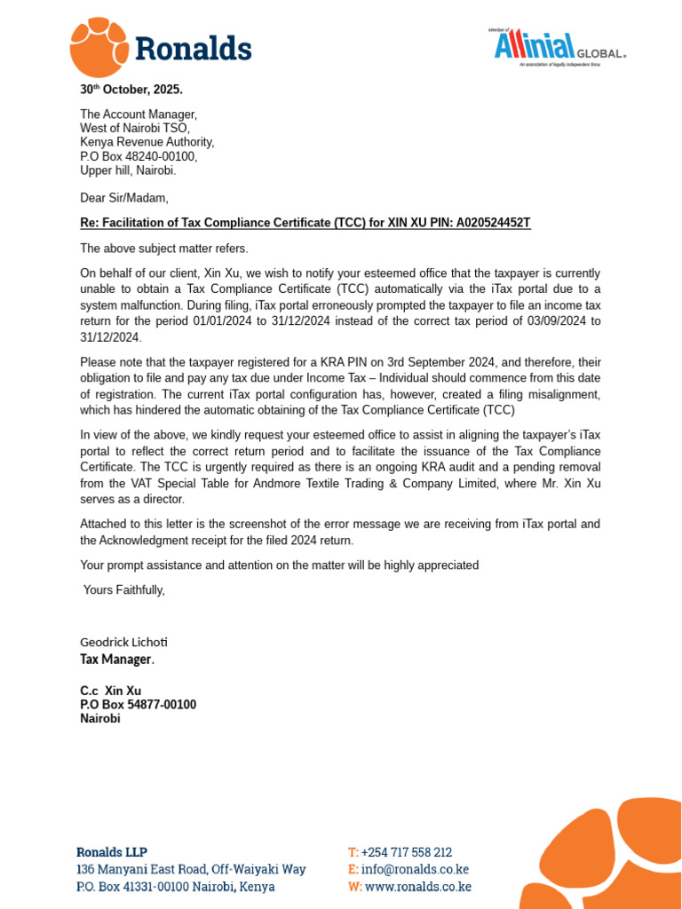 Urgent TCC Request for Xin Xu | PDF