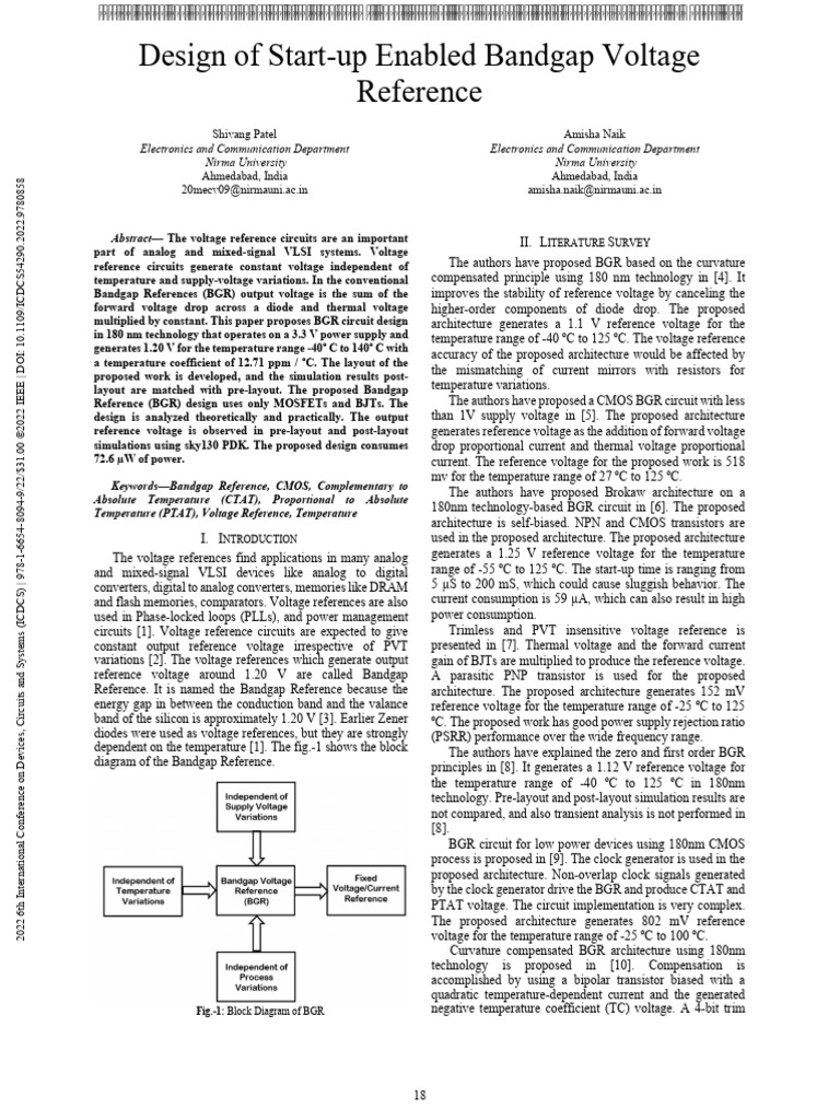 Bandgap Voltage Reference Design in 180nm | PDF | Bipolar Junction ...