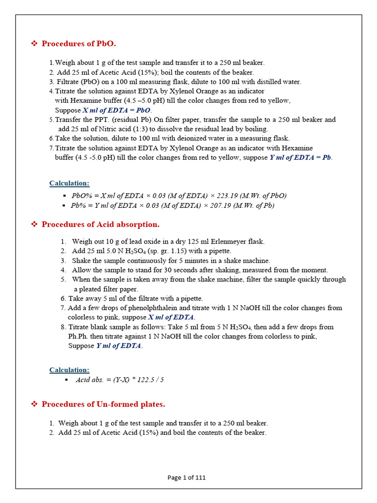 Lead Compound Analysis Procedures | PDF | Titration | Chemistry