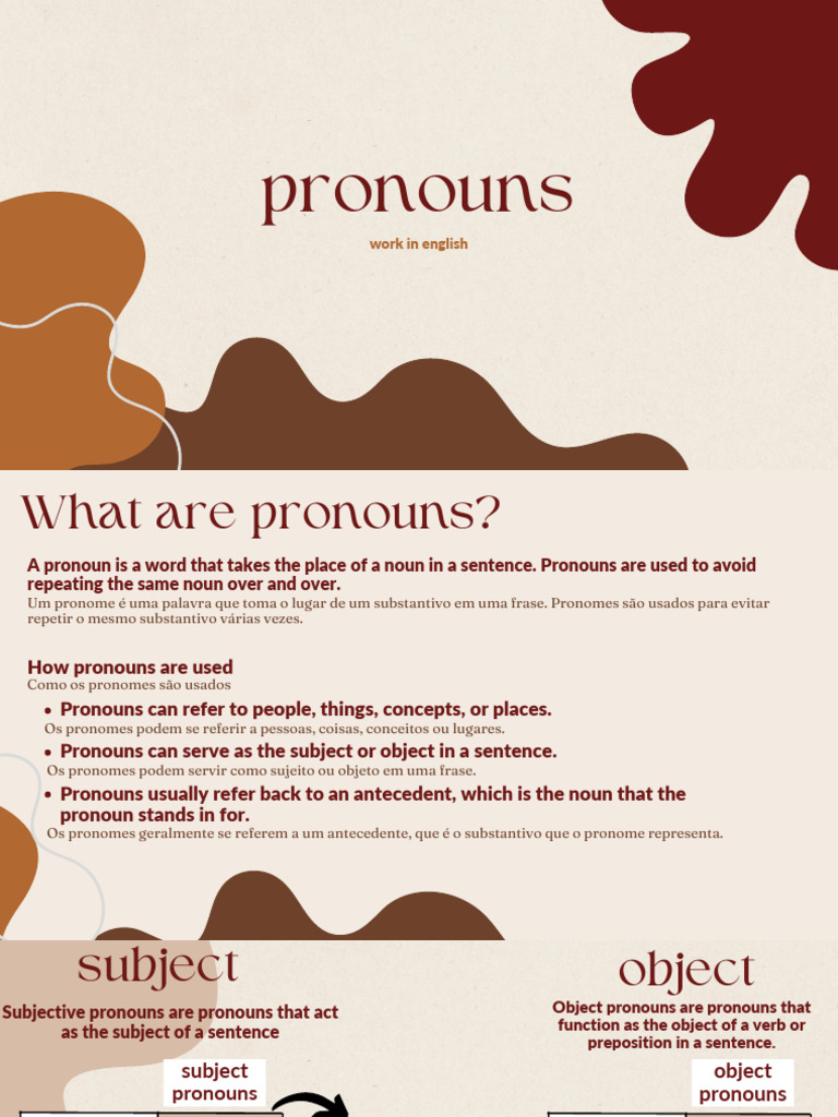 Guia Completo sobre Pronomes em Inglês | PDF | Plural | Mecânica da ...