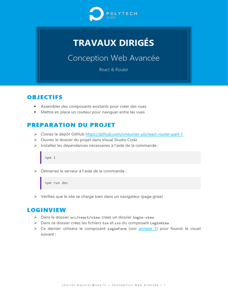 Conception Web Avancée avec React Router | PDF | Internet | Internet et Web