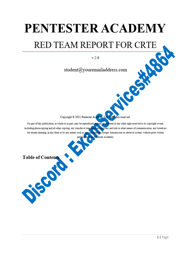 CRTE Exam Penetration Test Report | PDF | Penetration Test