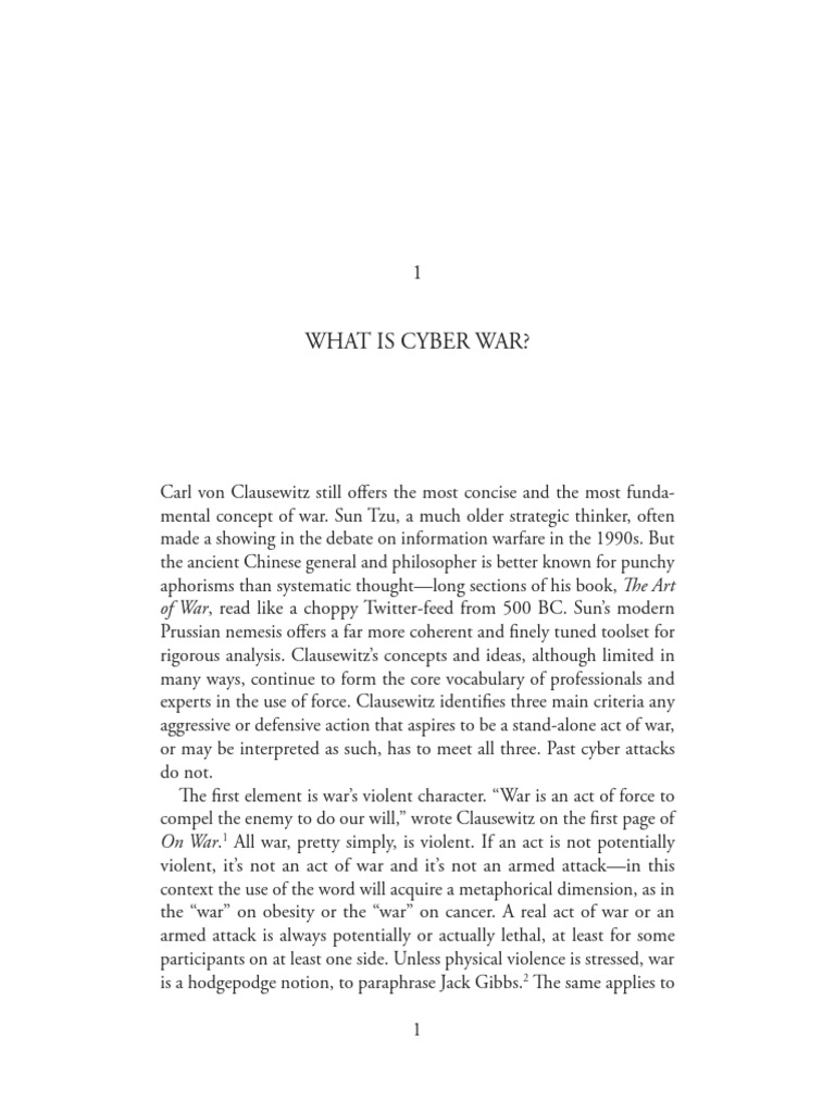 Cyber War Will Not Take Place (Thomas Rid) Cap.1 | PDF | Cyberwarfare ...