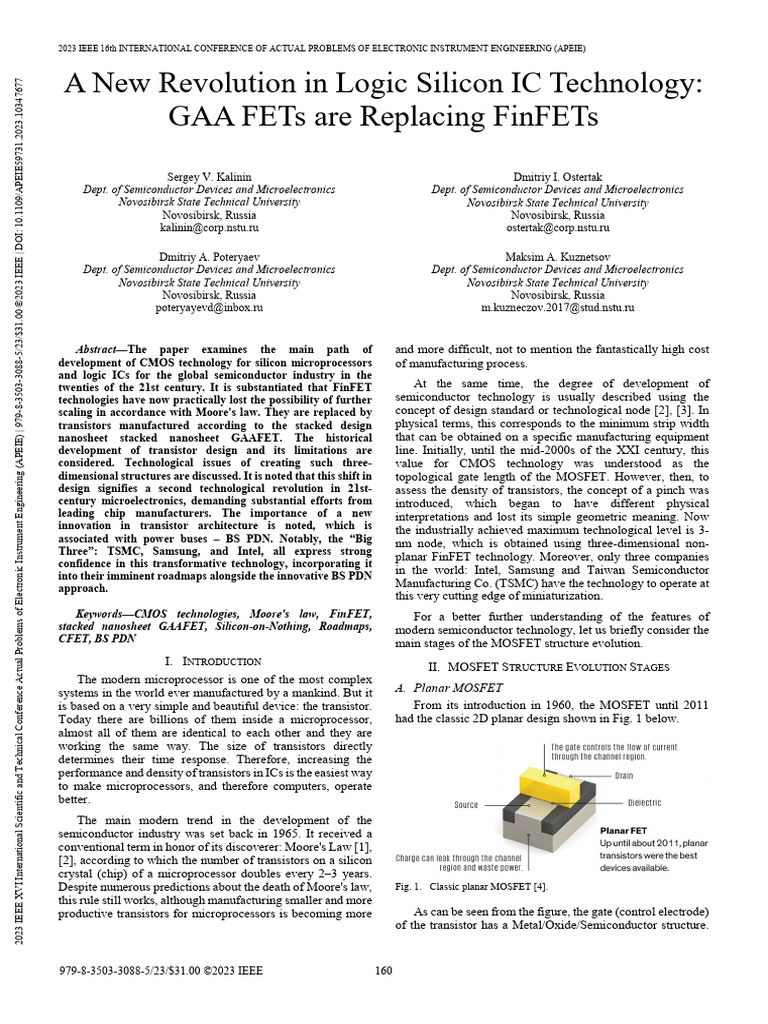 A New Revolution in Logic Silicon IC Technology GAA FETs Are Replacing ...