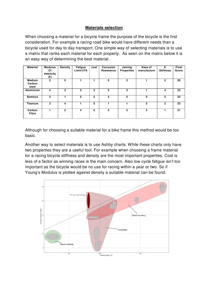 Materials Selection Case Study (Bike Frame)