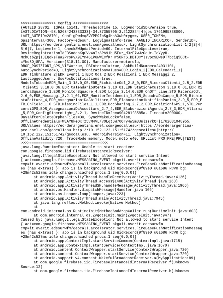 Firebase Messaging Service Error Log | PDF