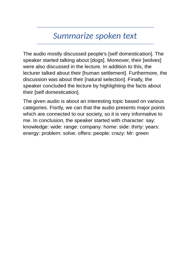 Summarize Spoken Text TMP | PDF