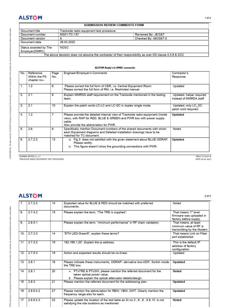 Mumbai Metro Trackside Radio Test Guide | PDF | Computer Engineering ...