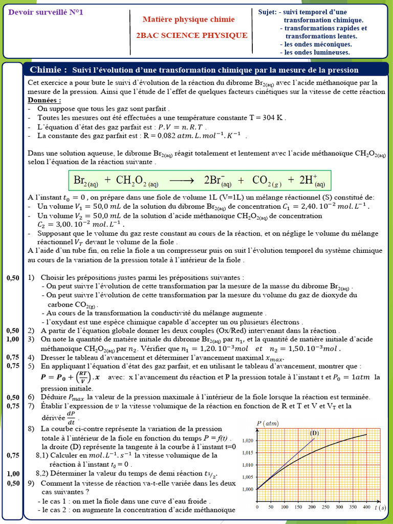 Suivi d'une transformation chimique en chimie | PDF | Réactions ...