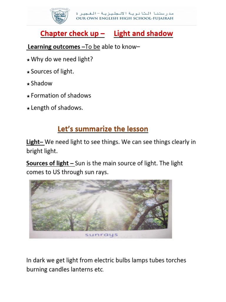 Understanding Light and Shadows | PDF | Shadow | Light