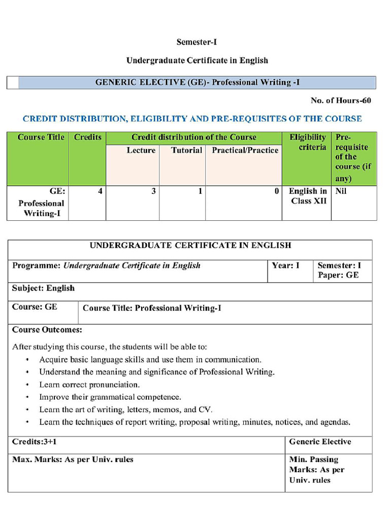 GE Generic Elective Syllabus | PDF