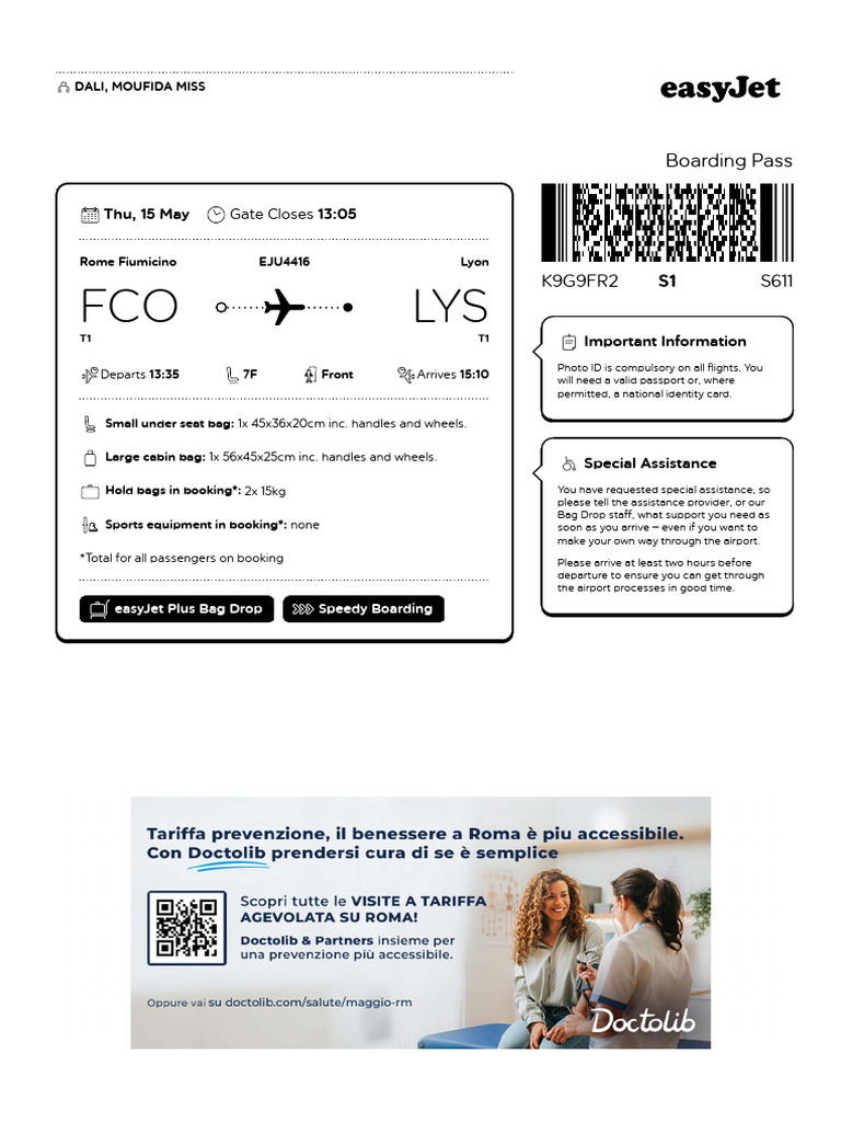 EasyJet Flight EJU4416 Details | PDF