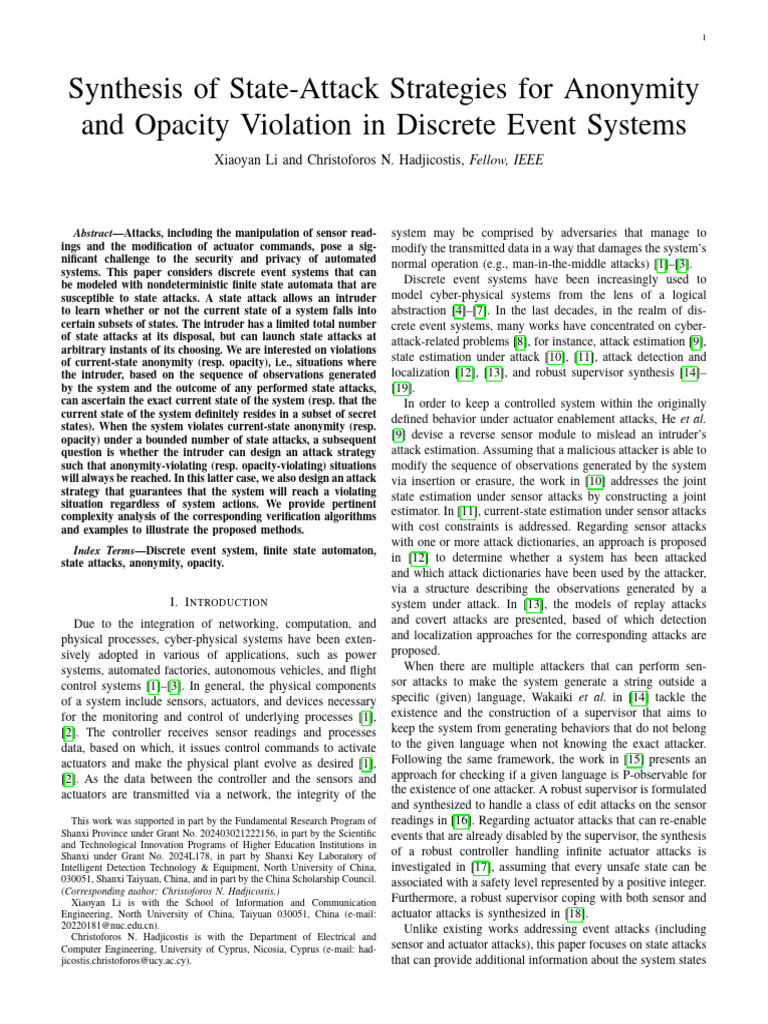 Synthesis of State-Attack Strategies For Anonymity and Opacity ...