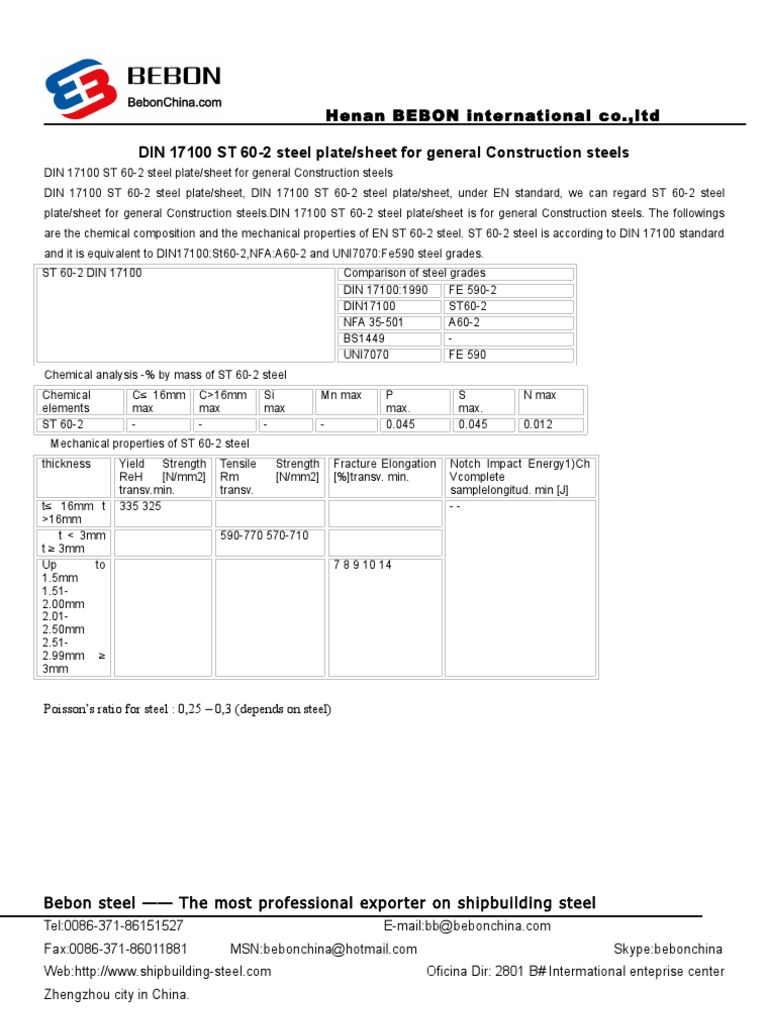 ST 60-2 Steel Properties and Composition | PDF