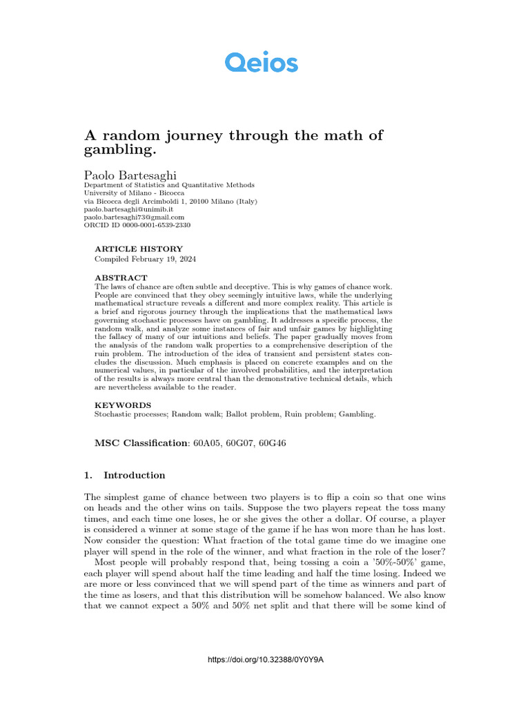 A Random Journey Through the Math of Gambling | PDF | Random Variable ...