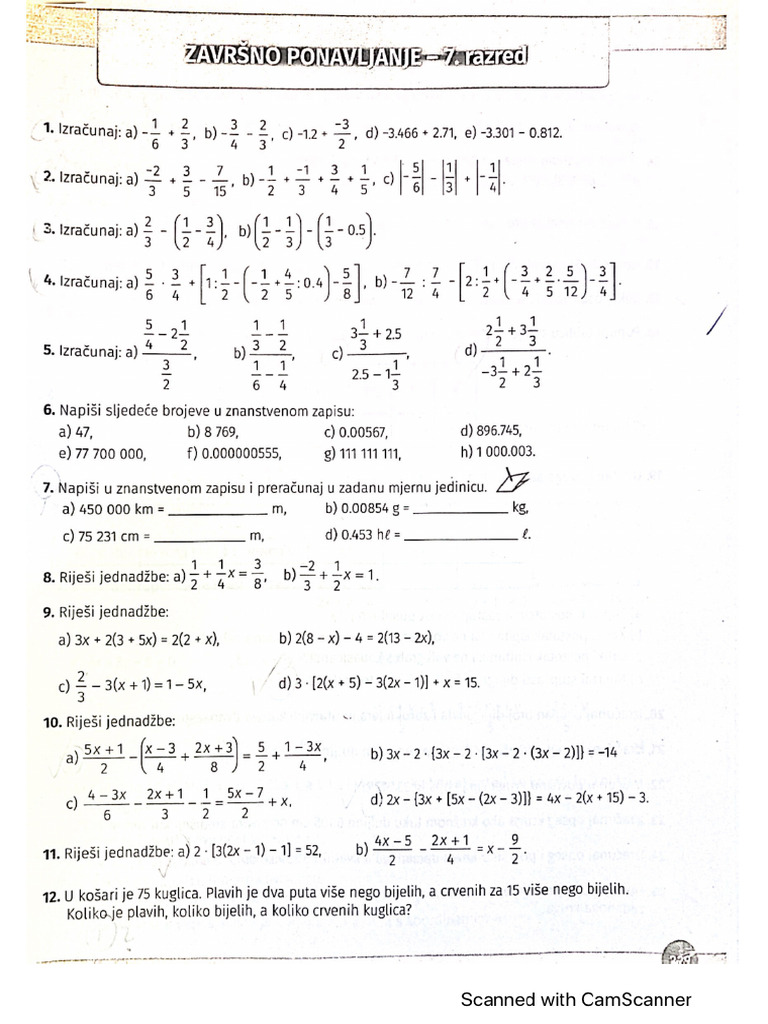Ponavljanje 7 razred | PDF