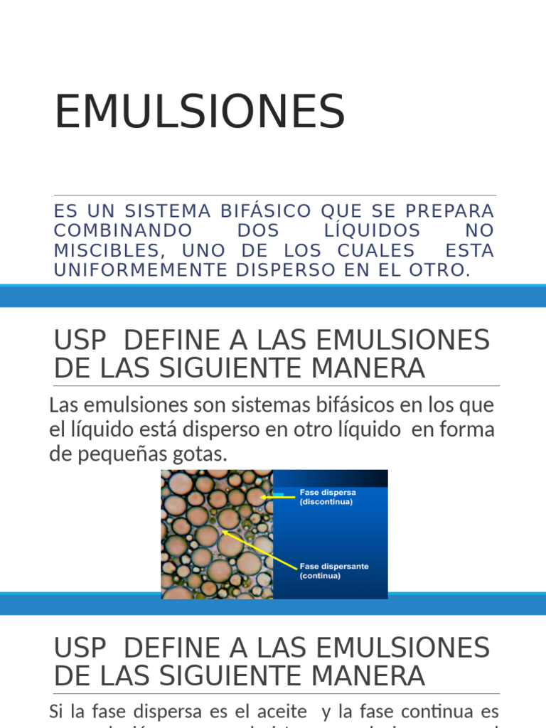 Emulsiones y su Estabilidad en Formulaciones | PDF | Emulsión | Fase ...