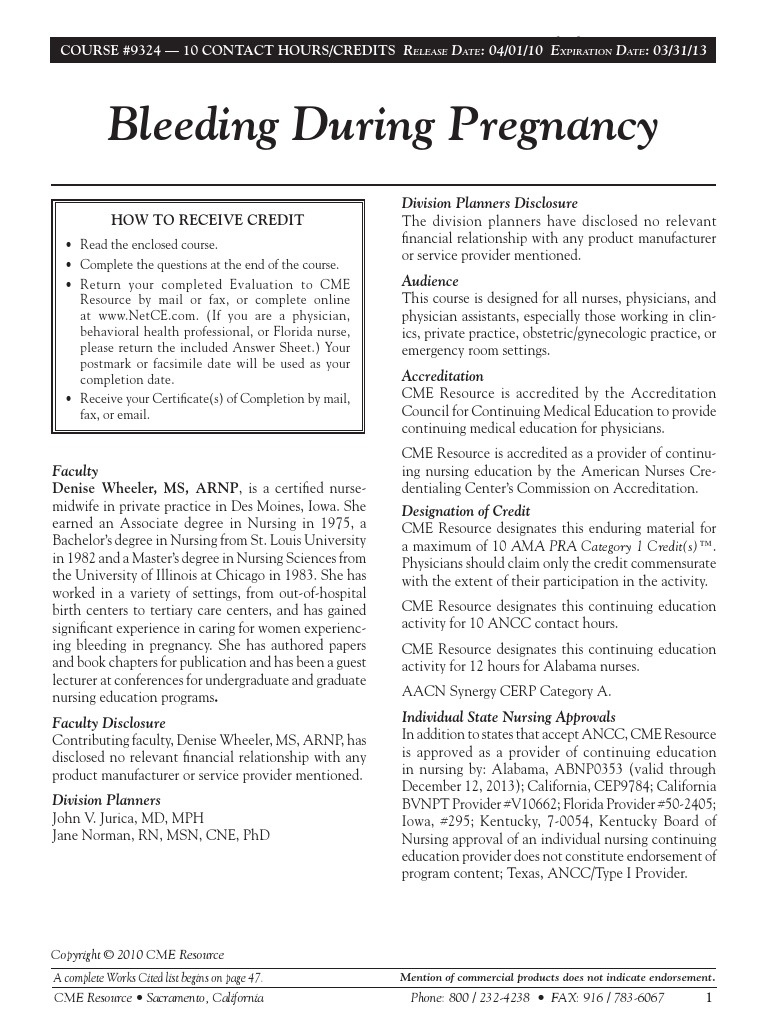 Bleeding in Pregnancy | PDF | Miscarriage | Pregnancy