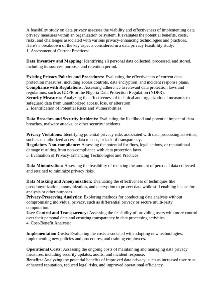 Data Privacy Feasibility Study Guide | PDF | Security | Computer Security