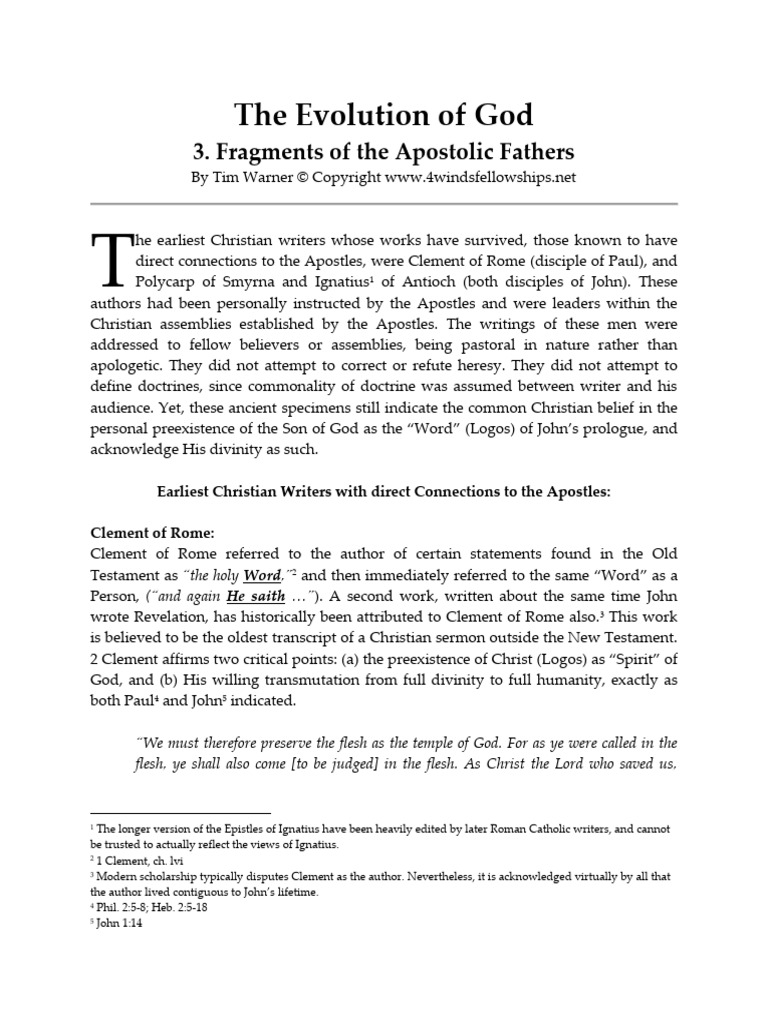 Evolution of God 3 - Fragments of the Apostolic Fathers | PDF | Gospel ...