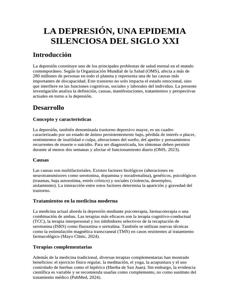 La Otra Depresión Silenciosa | PDF | Trastorno depresivo mayor | Salud ...